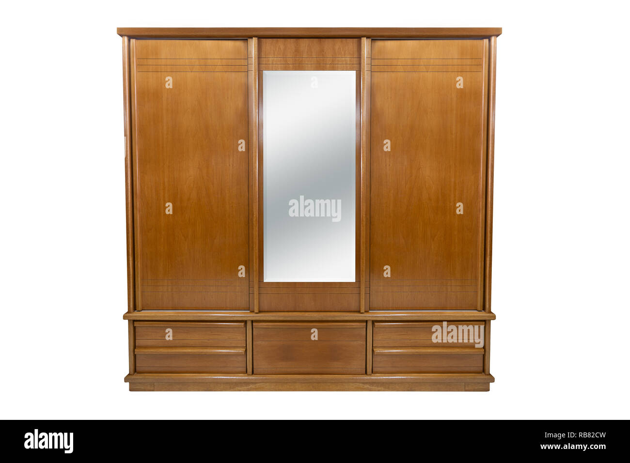 Armoire en bois isolé sur fond blanc Banque D'Images