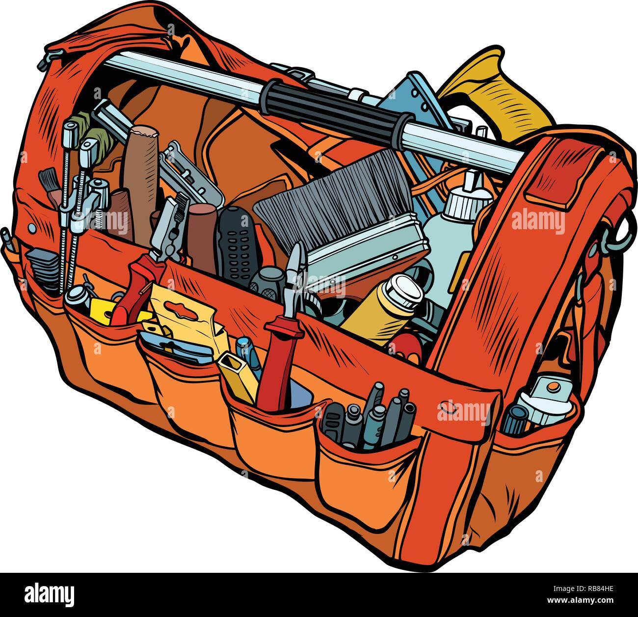 Sac avec outils de travail. Pop art retro vintage kitsch vector illustration Illustration de Vecteur