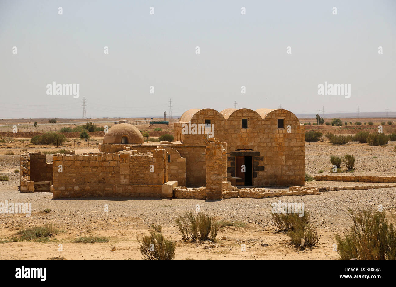 Qasr Amra château du désert, près d'Amman, en Jordanie. Connue avec ses célèbres fresques Banque D'Images