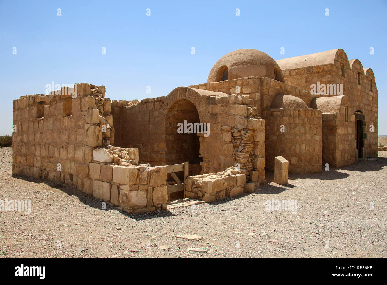Qasr Amra château du désert, près d'Amman, en Jordanie. Connue avec ses célèbres fresques Banque D'Images