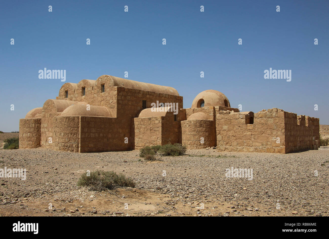 Qasr Amra château du désert, près d'Amman, en Jordanie. Connue avec ses célèbres fresques Banque D'Images