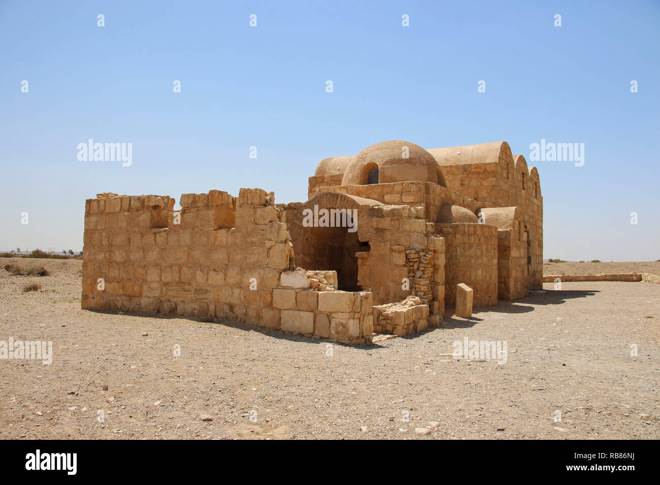 Qasr Amra château du désert, près d'Amman, en Jordanie. Connue avec ses célèbres fresques Banque D'Images