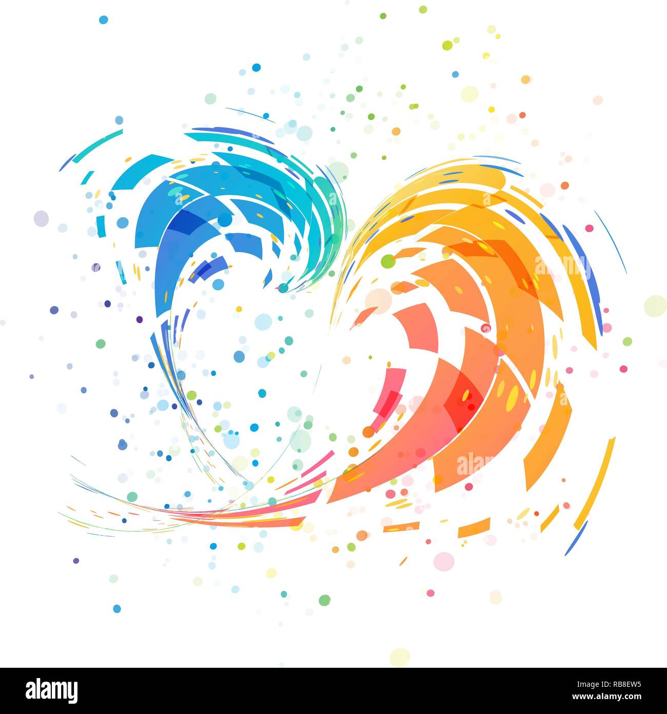 Abstract colorful splash coeur isolé sur fond blanc Illustration de Vecteur