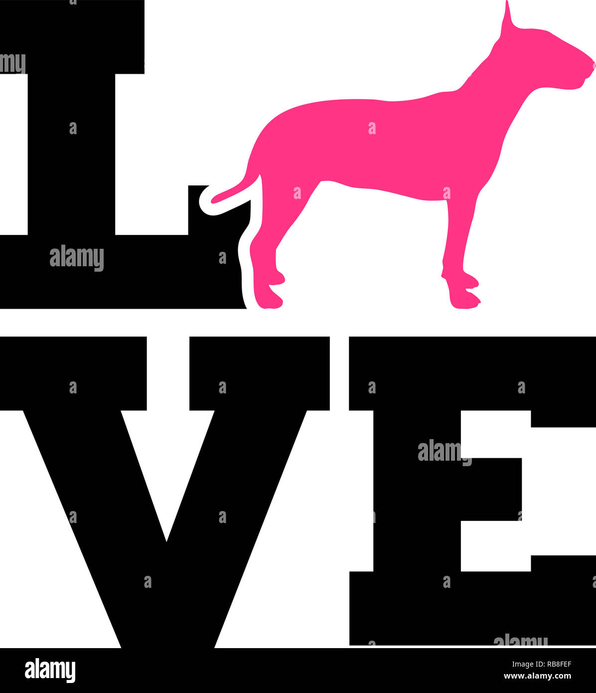 Bull Terrier Amour avec ossature Banque D'Images