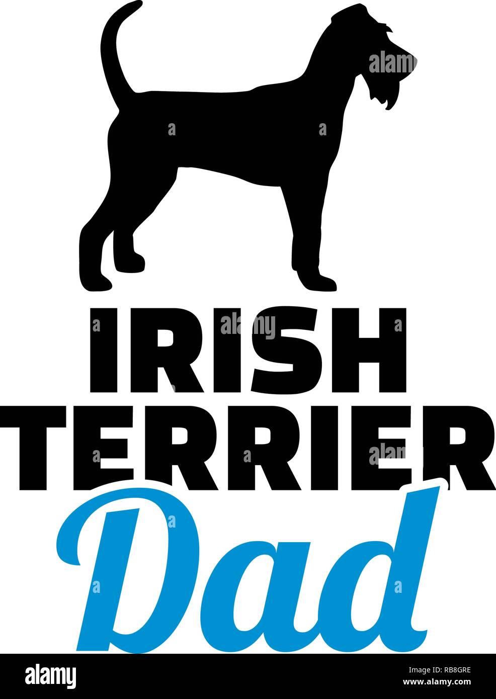 Terrier irlandais père silhouette aux mot bleu Banque D'Images