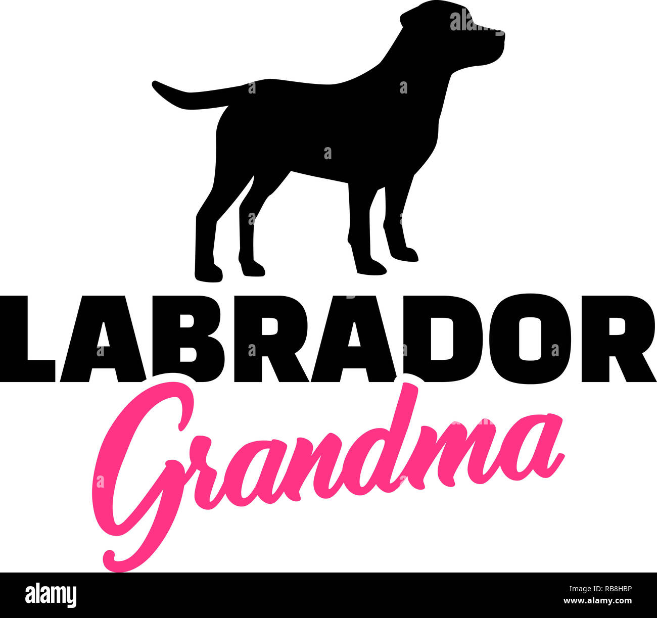 Grand-mère Labrador silhouette dans le noir Banque D'Images