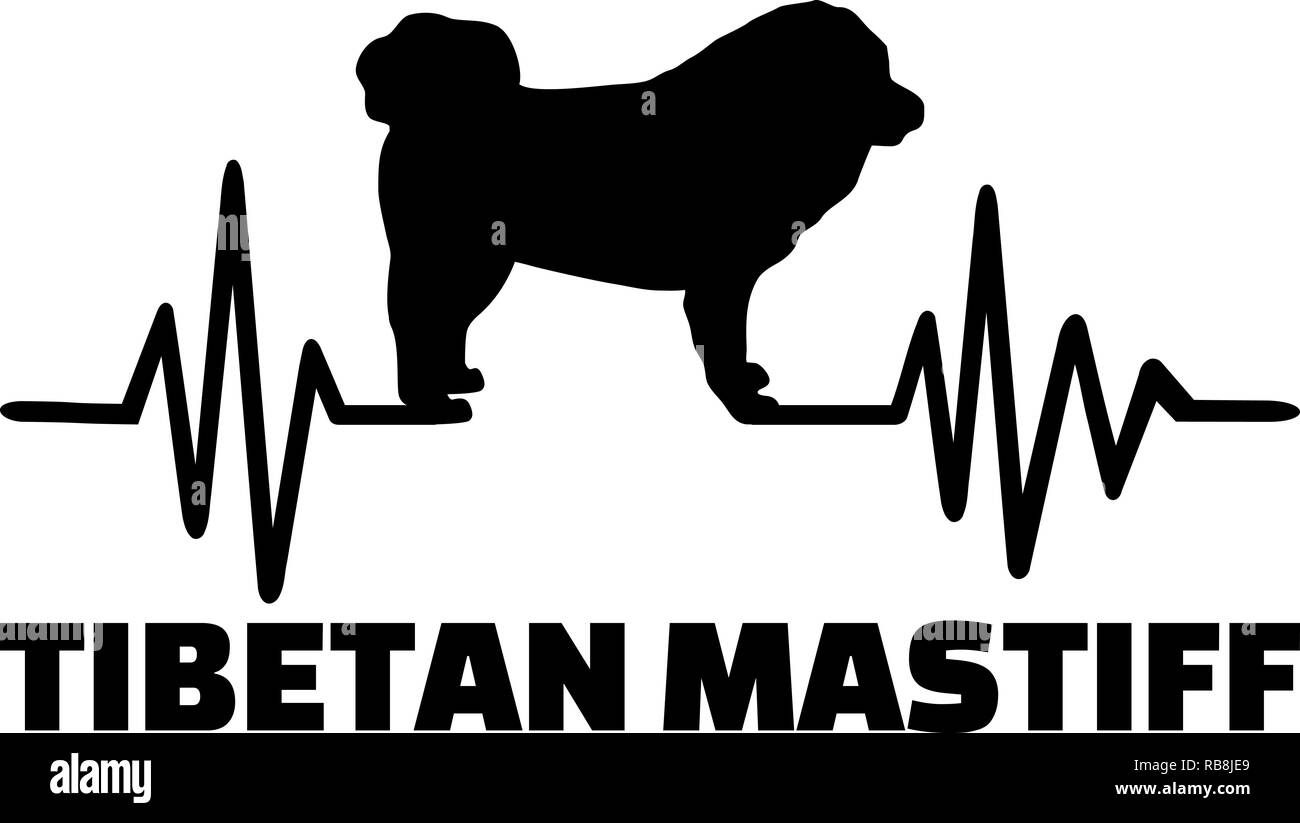 Impulsion de signal de ligne avec silhouette de chien de Mastiff tibétain Banque D'Images