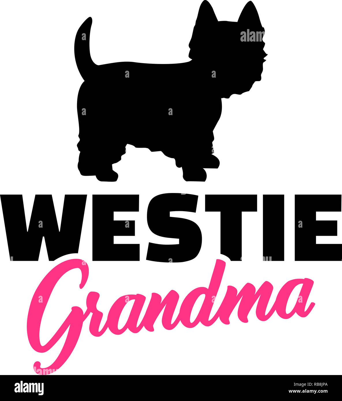 Grand-maman Westie silhouette dans le noir Banque D'Images