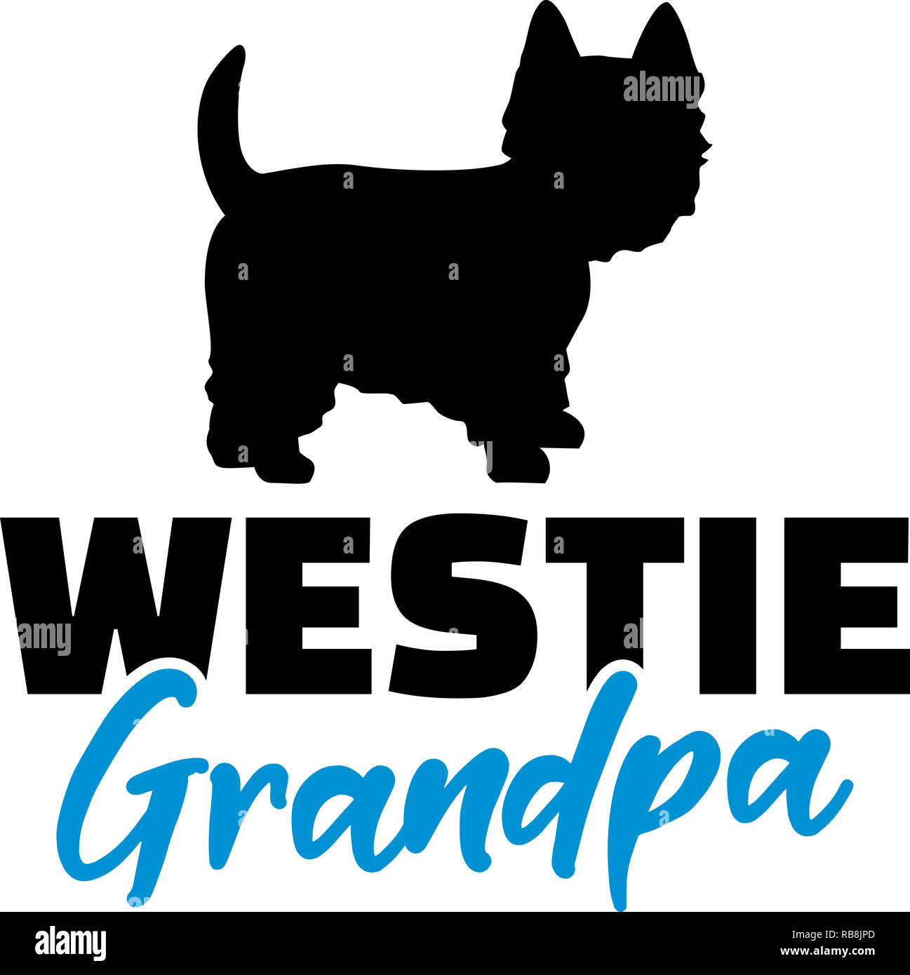 Westie Grandpa silhouette en noir Banque D'Images