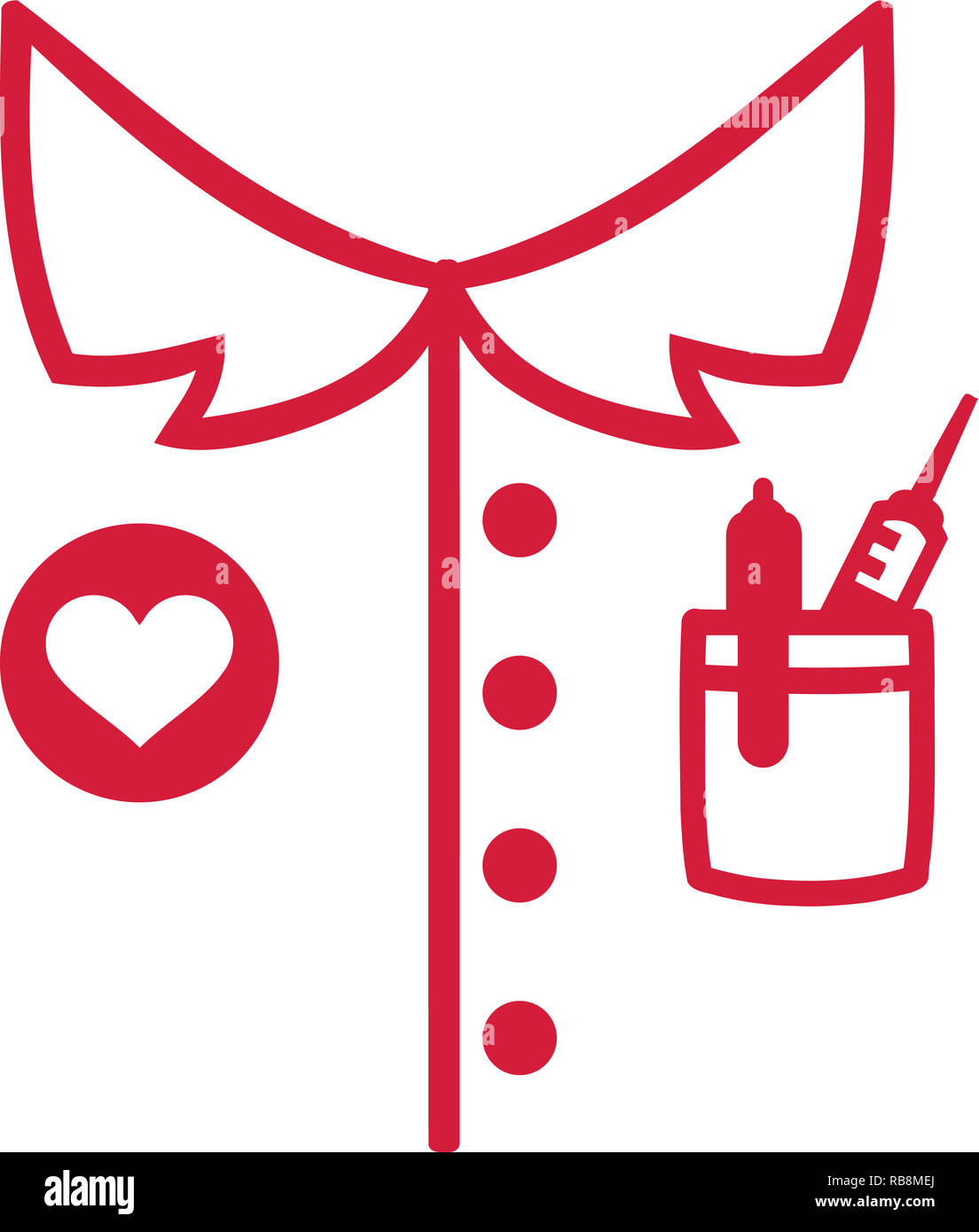 Infirmière rouge veste avec injection et stylo Banque D'Images