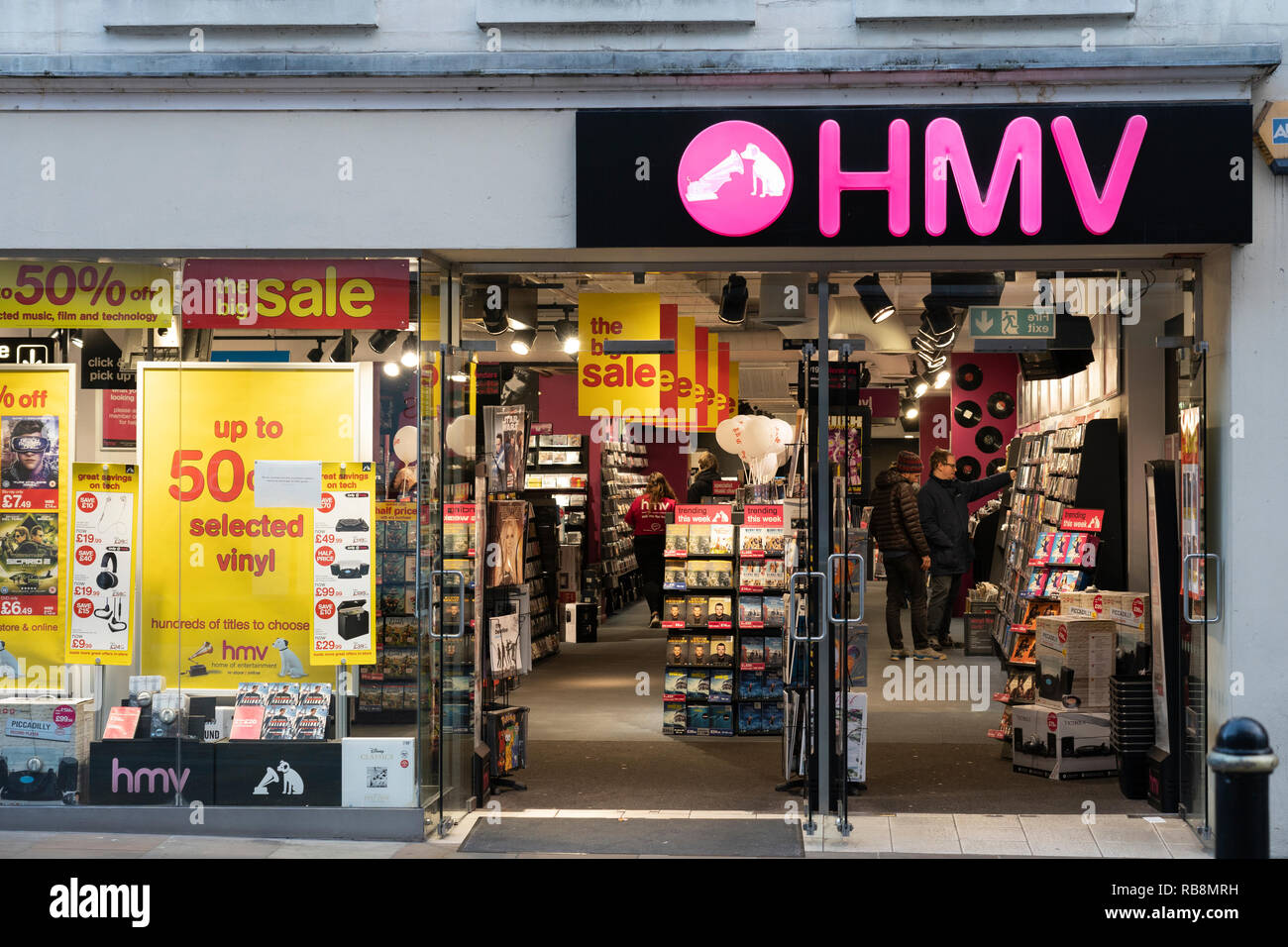 Un magasin HMV à Worcester, en Angleterre, l'un des derniers magasins vendant de la musique physique Banque D'Images