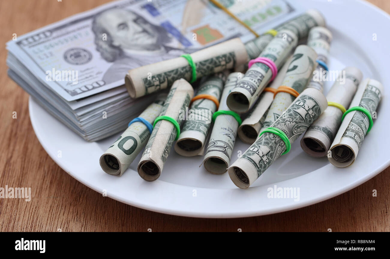 En dollars américains, symbolisé comme produit alimentaire Banque D'Images