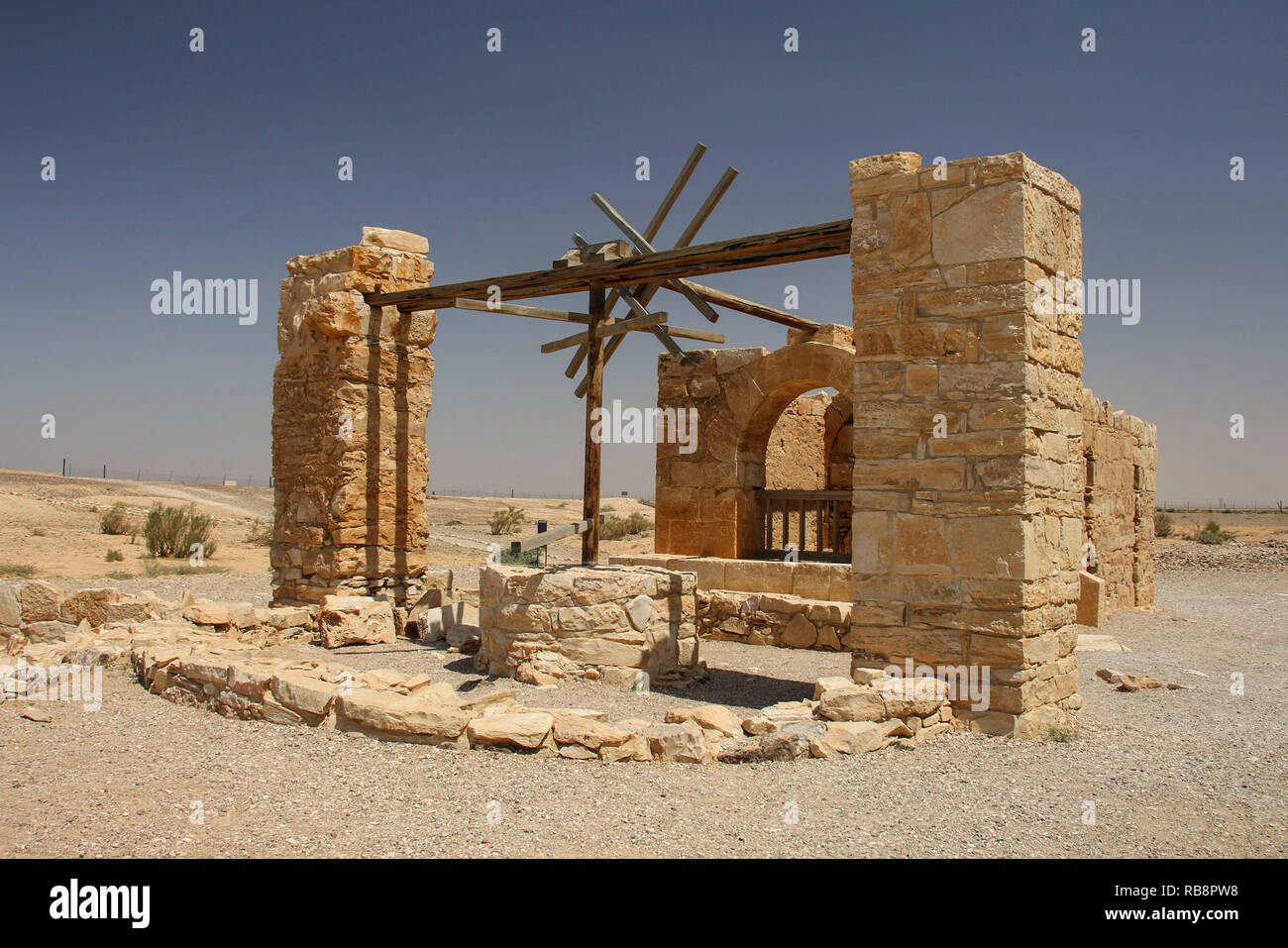 Ainsi l'eau ancienne en château Qasr Amra château du désert, près d'Amman, en Jordanie. Connue avec ses célèbres fresques Banque D'Images