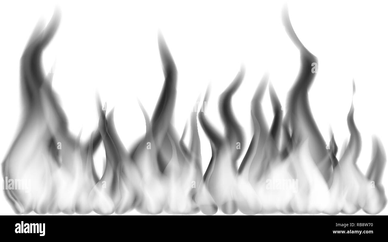 Wide black fire flames isolated on white Illustration de Vecteur