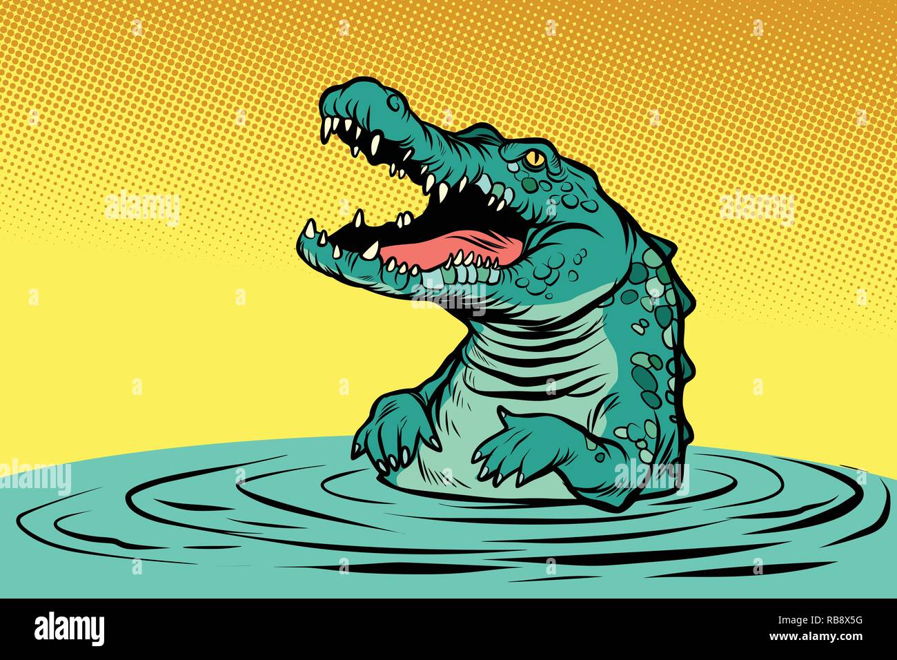 Crocodile vert caractère. Comic cartoon retro pop art dessin illustration vectorielle Illustration de Vecteur