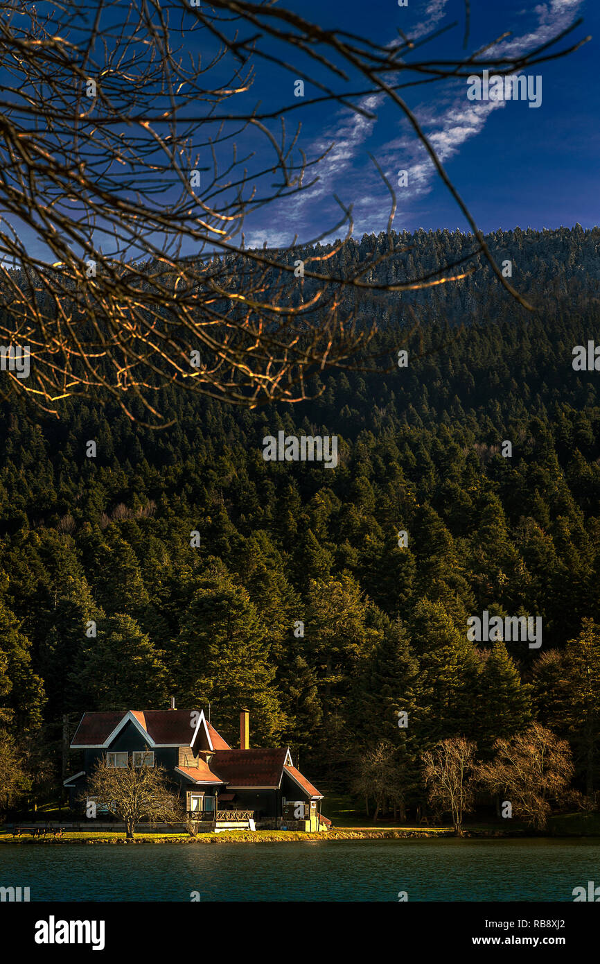 Lac de Golcuk avec réflexion, Golcuk parc naturel national, Bolu, Turquie Banque D'Images