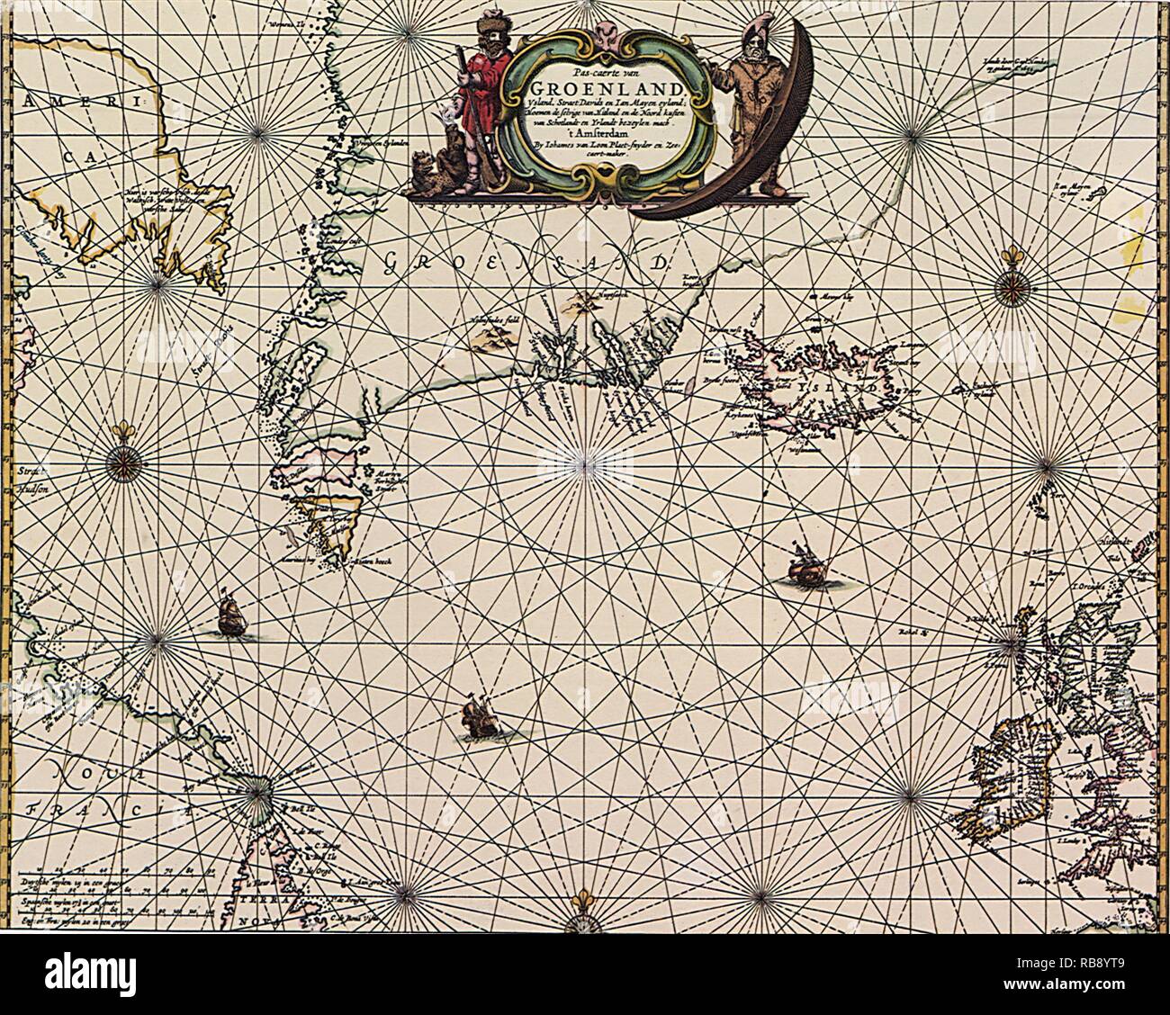 La carte du Groenland 1666 Banque D'Images