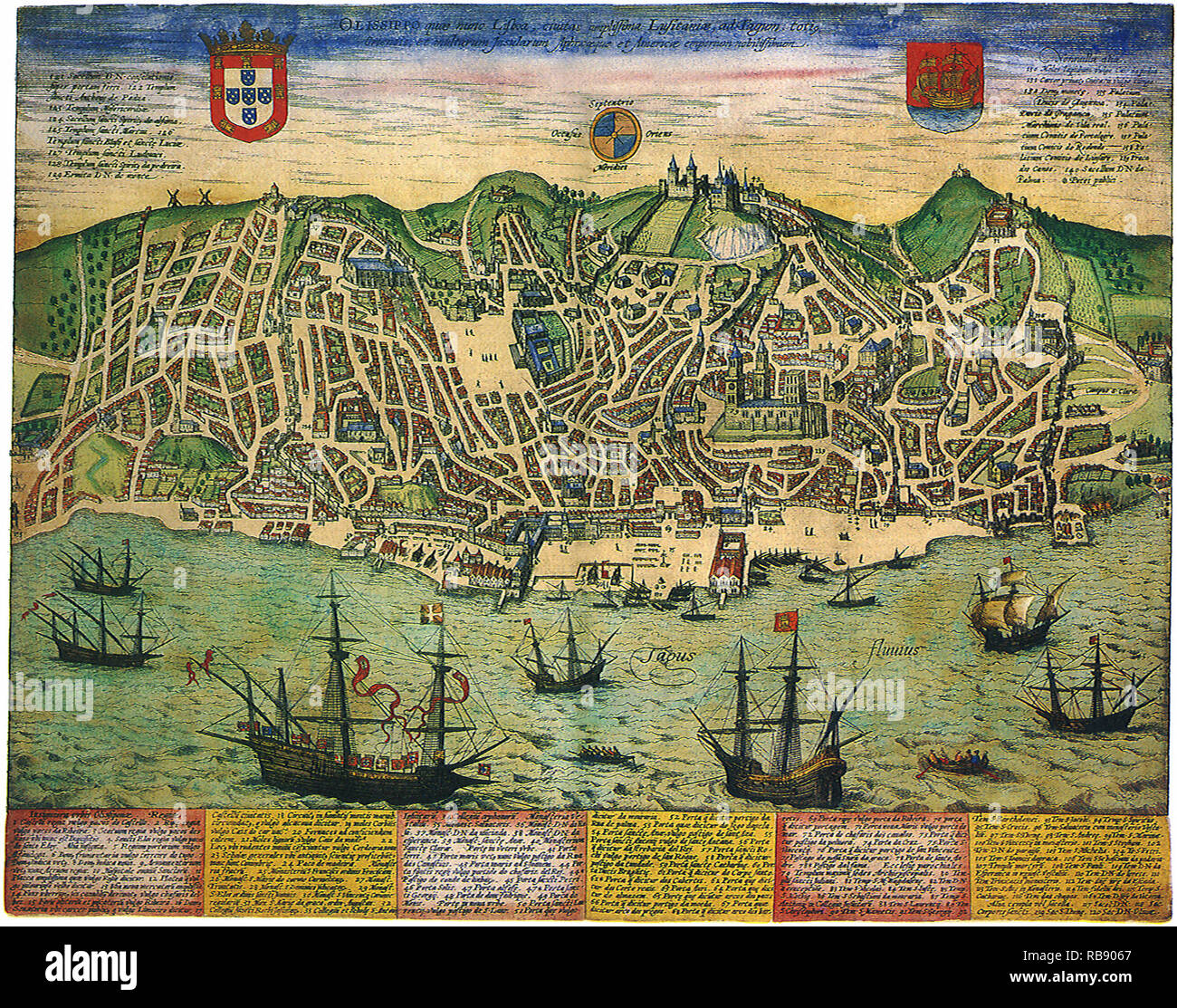 Un plan de la ville de Lisbonne 1598 Banque D'Images