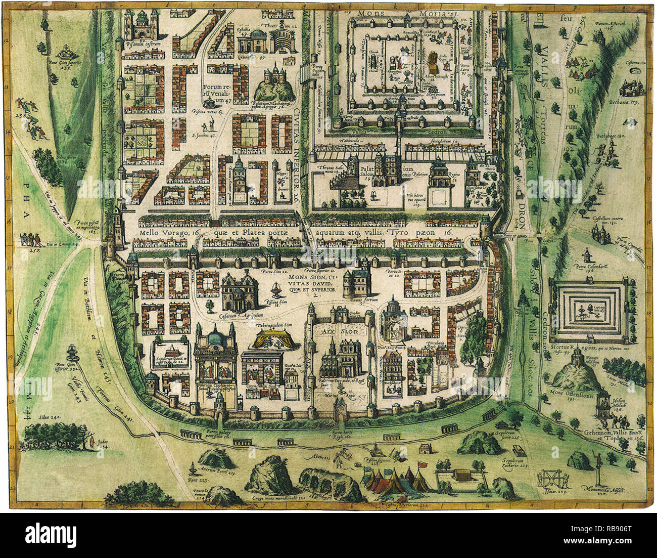 Carte de Jérusalem 1612 Seizième Banque D'Images