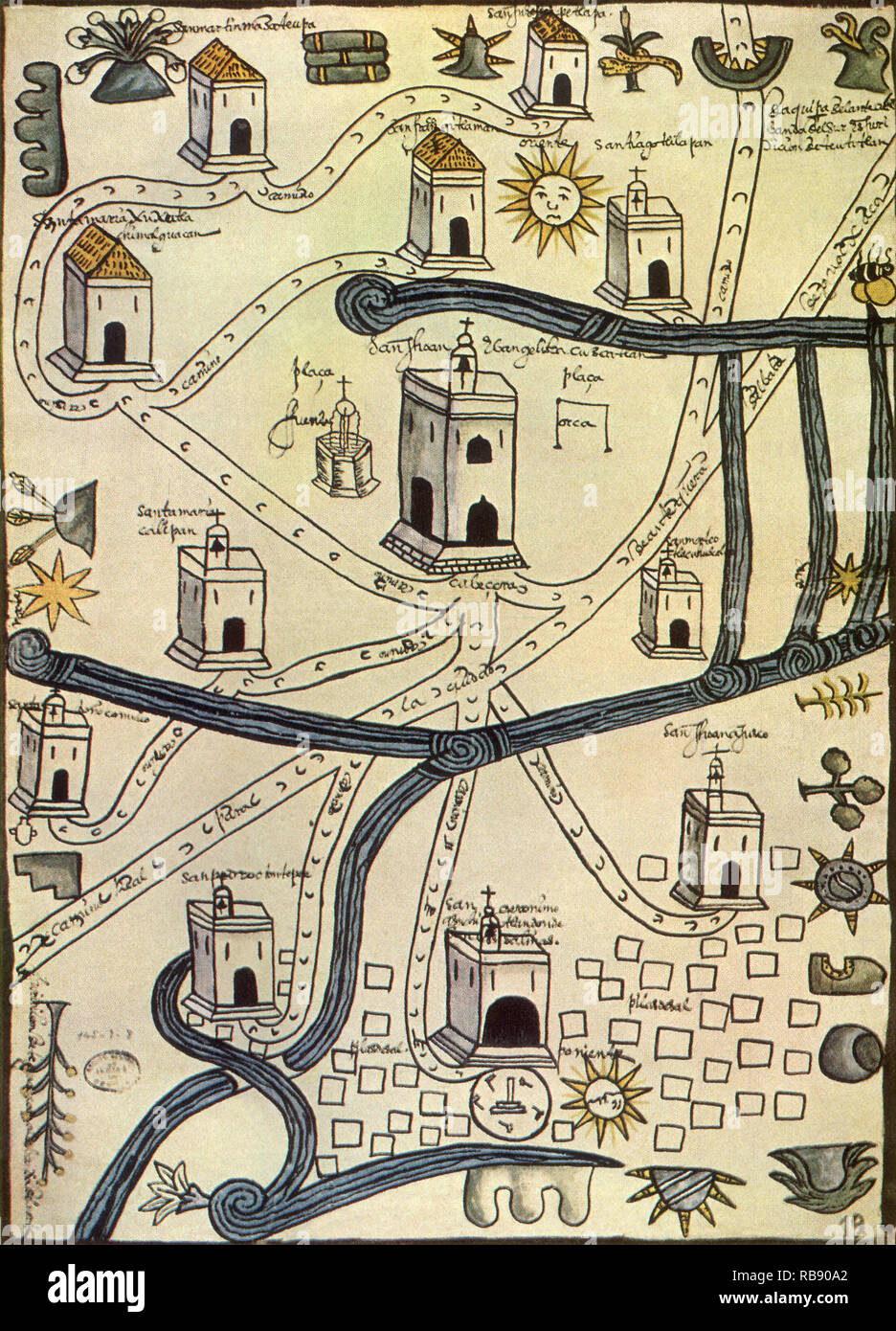 Plan avec d'eau, Églises 1577 Banque D'Images