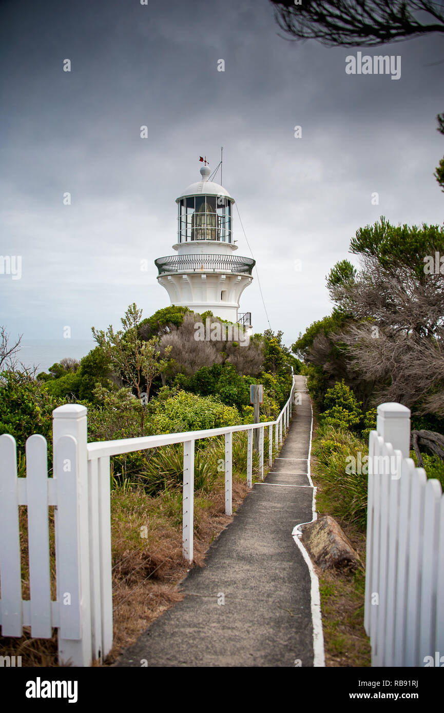 Le phare de Sugarloaf à Seal Rocks, Myall Lakes National Park, NSW, Australie Banque D'Images