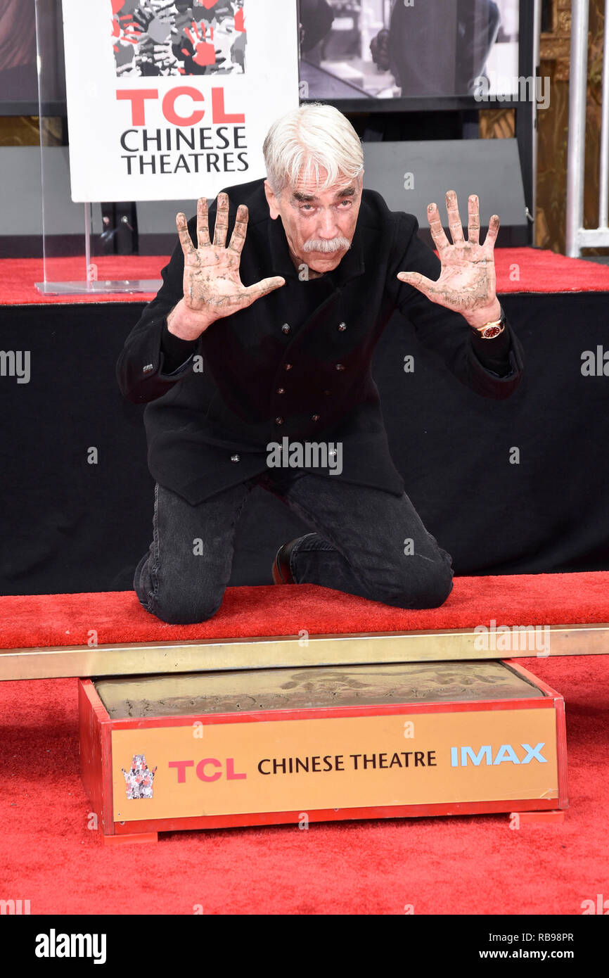 Sam Elliott assiste à sa main et l'empreinte cérémonie au Théâtre chinois de Grauman sur Janvier 07, 2019 à Hollywood, Californie. Banque D'Images