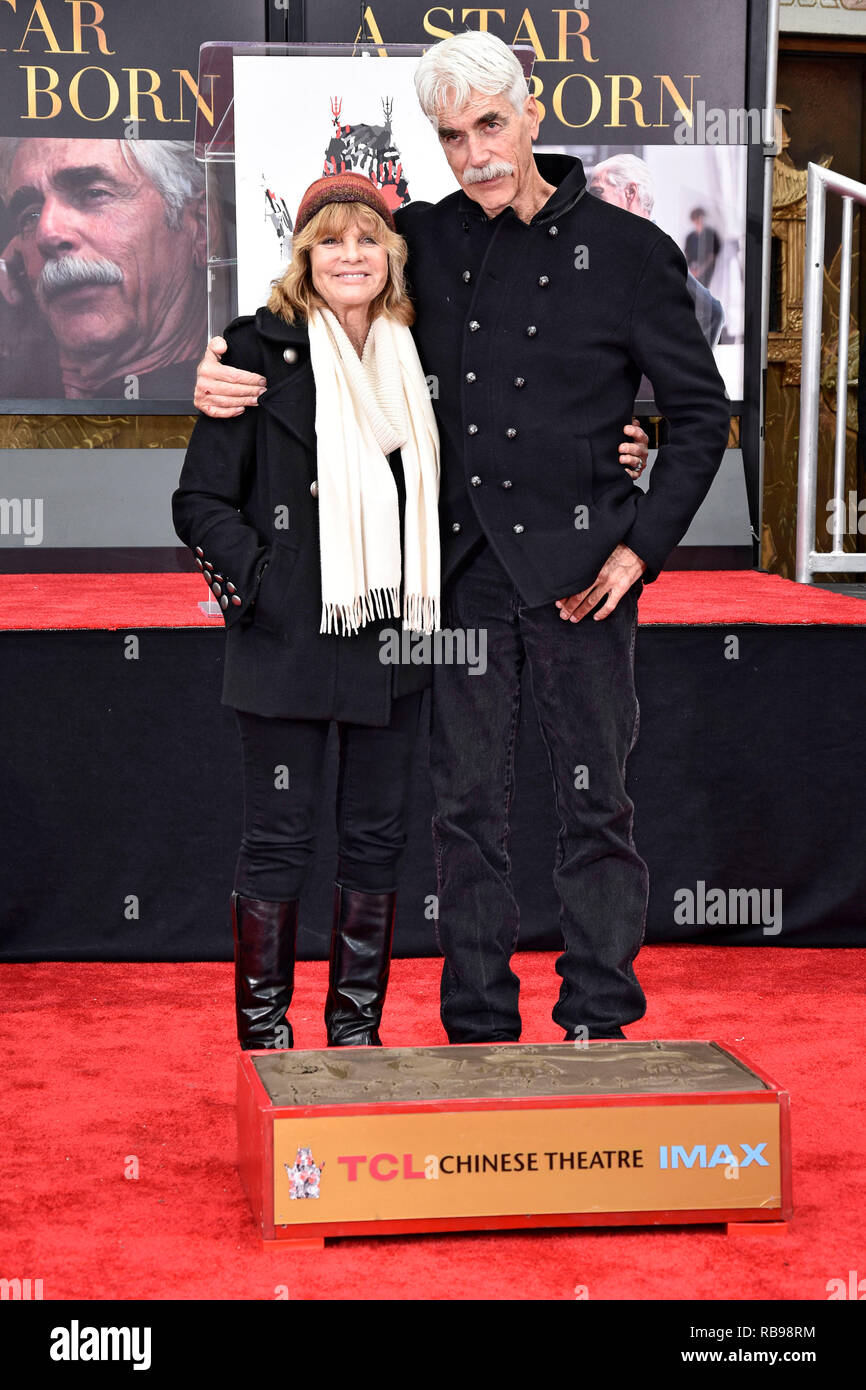 Katharine Ross et son mari Sam Elliott assister au Théâtre chinois de Grauman héberge Sam Elliott Part et cérémonie empreinte de théâtre chinois de Grauman le 7 janvier 2019 à Hollywood, Californie. Banque D'Images