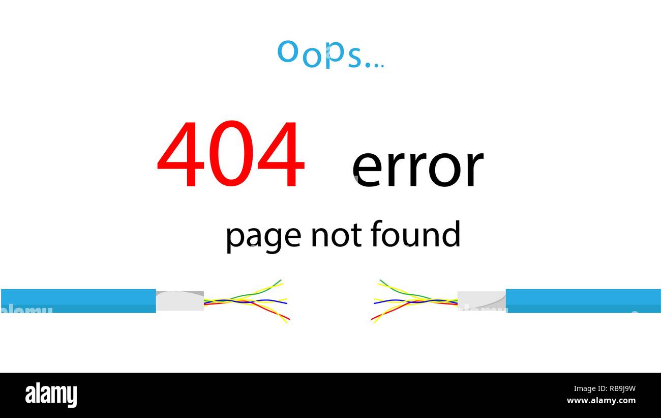 Message d'entretien sur le site. Erreur 404 - Page non trouvée. Illustration d'un câble endommagé. Vecteur. Illustration de Vecteur