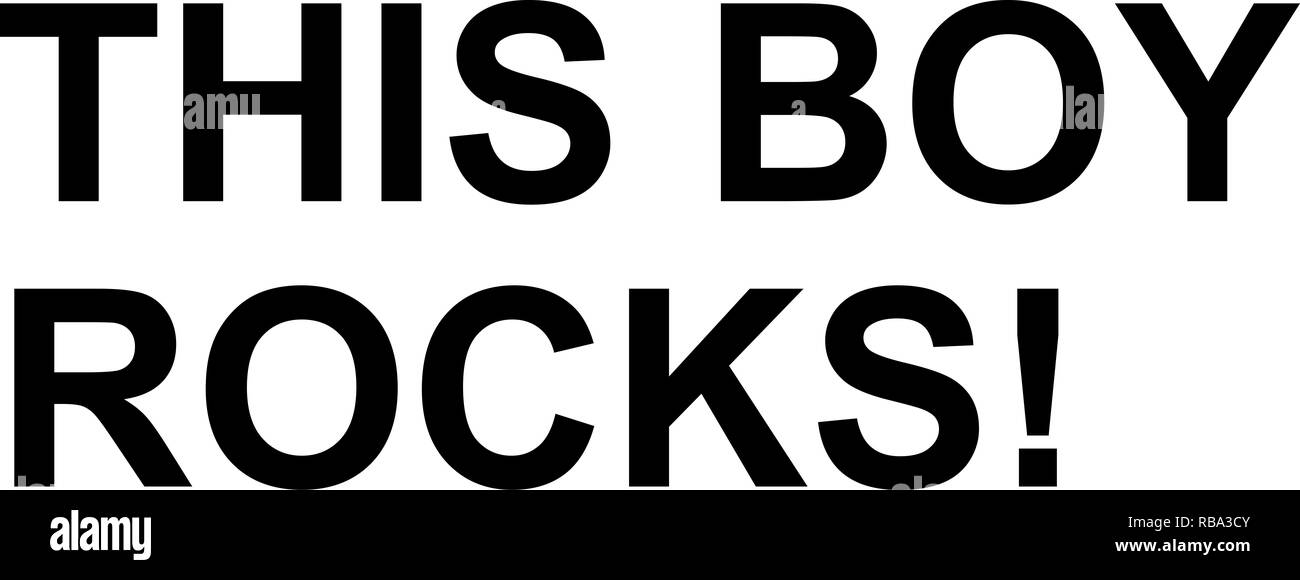 Les roches de ce garçon en lettres noires Banque D'Images