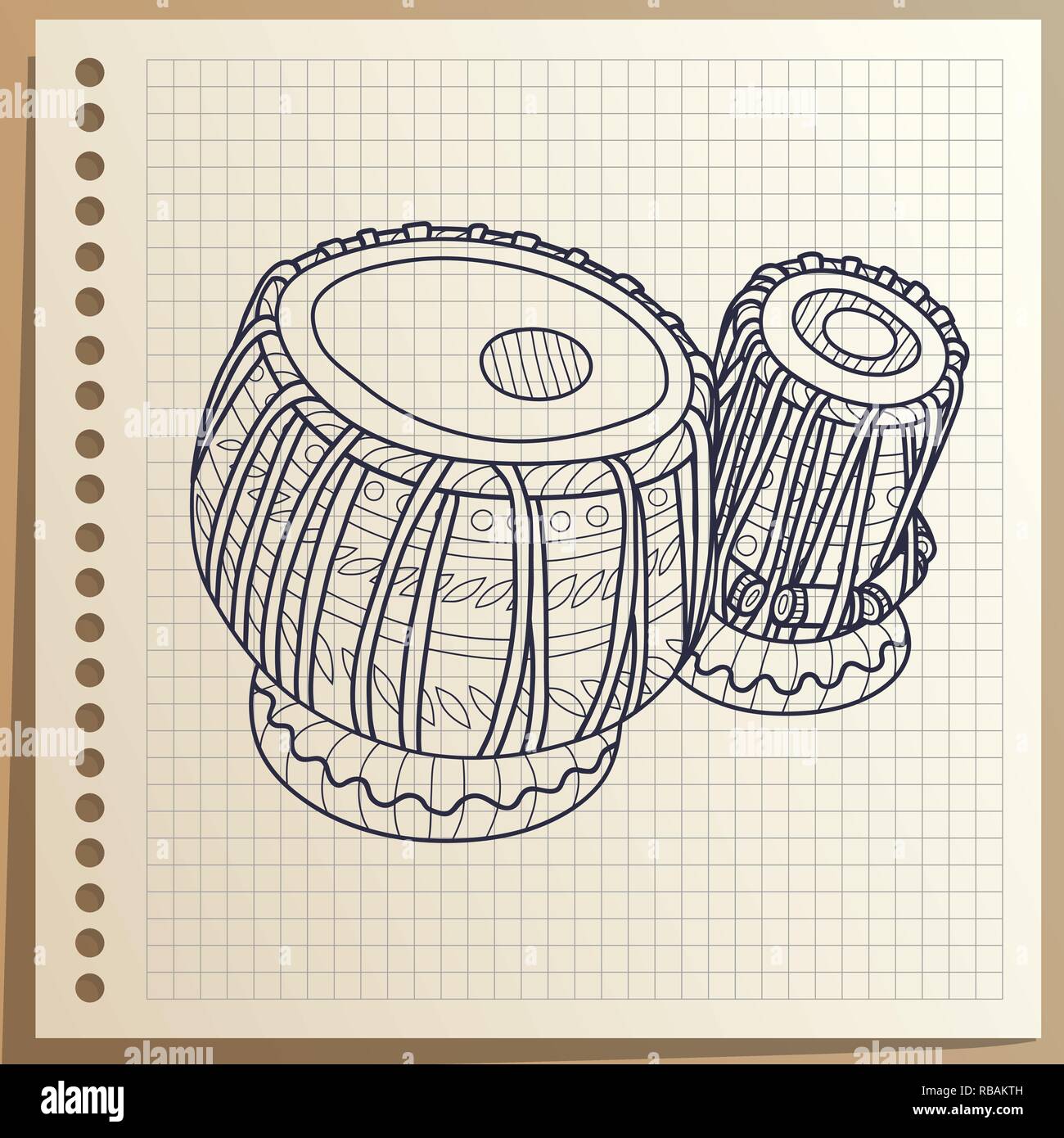 Instruments de musique. Tabla tambours. La percussion. Vector illustration. Illustration de Vecteur