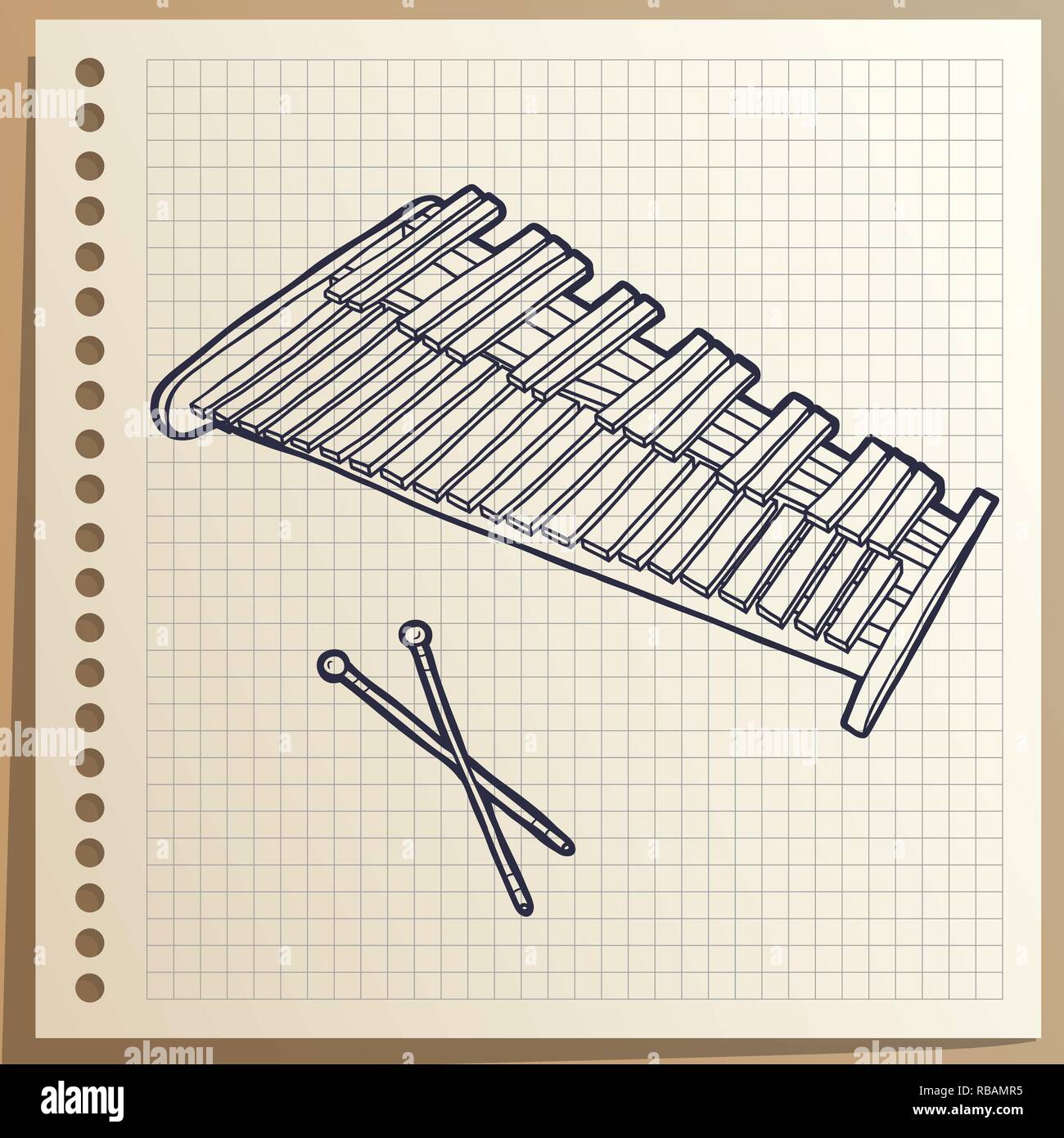 Instrument de musique. Xylophone. La percussion. Vector illustration. Illustration de Vecteur