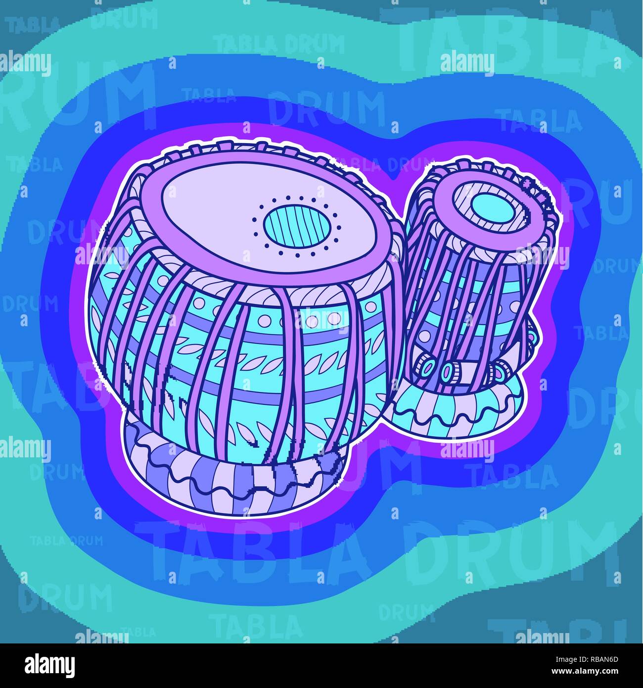 Instruments de musique. Tabla tambours. La percussion. Vector