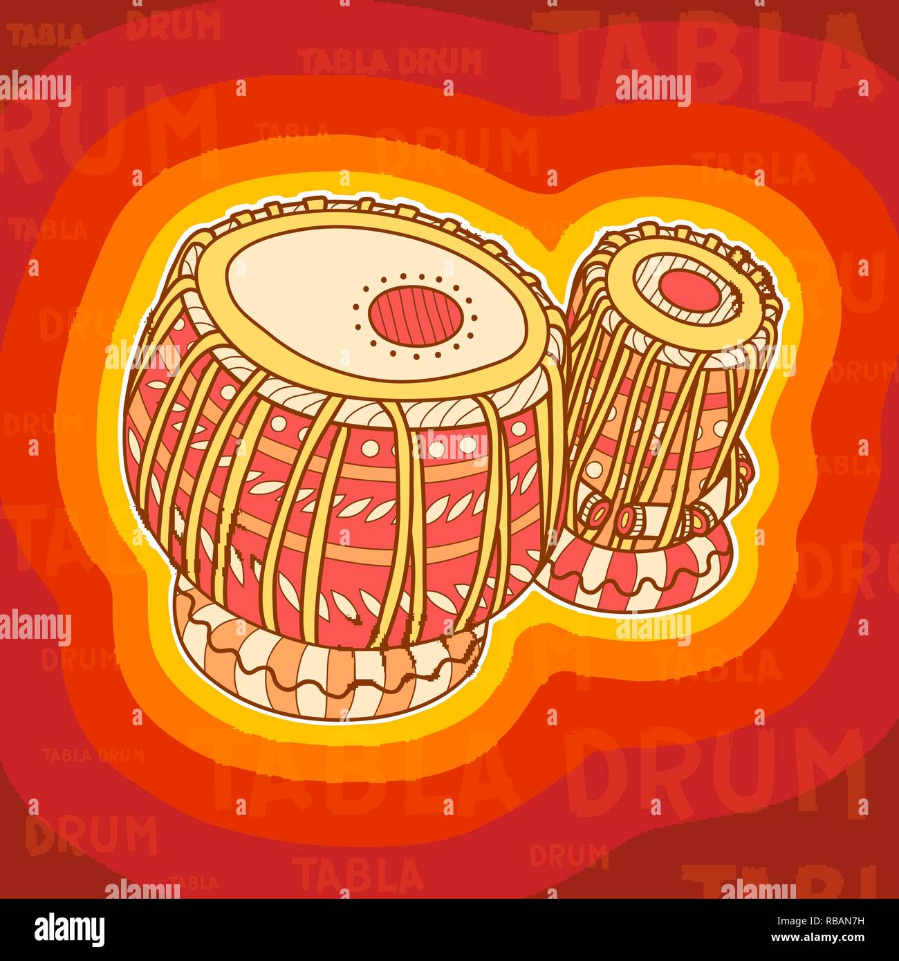 Instruments de musique. Tabla tambours. La percussion. Vector