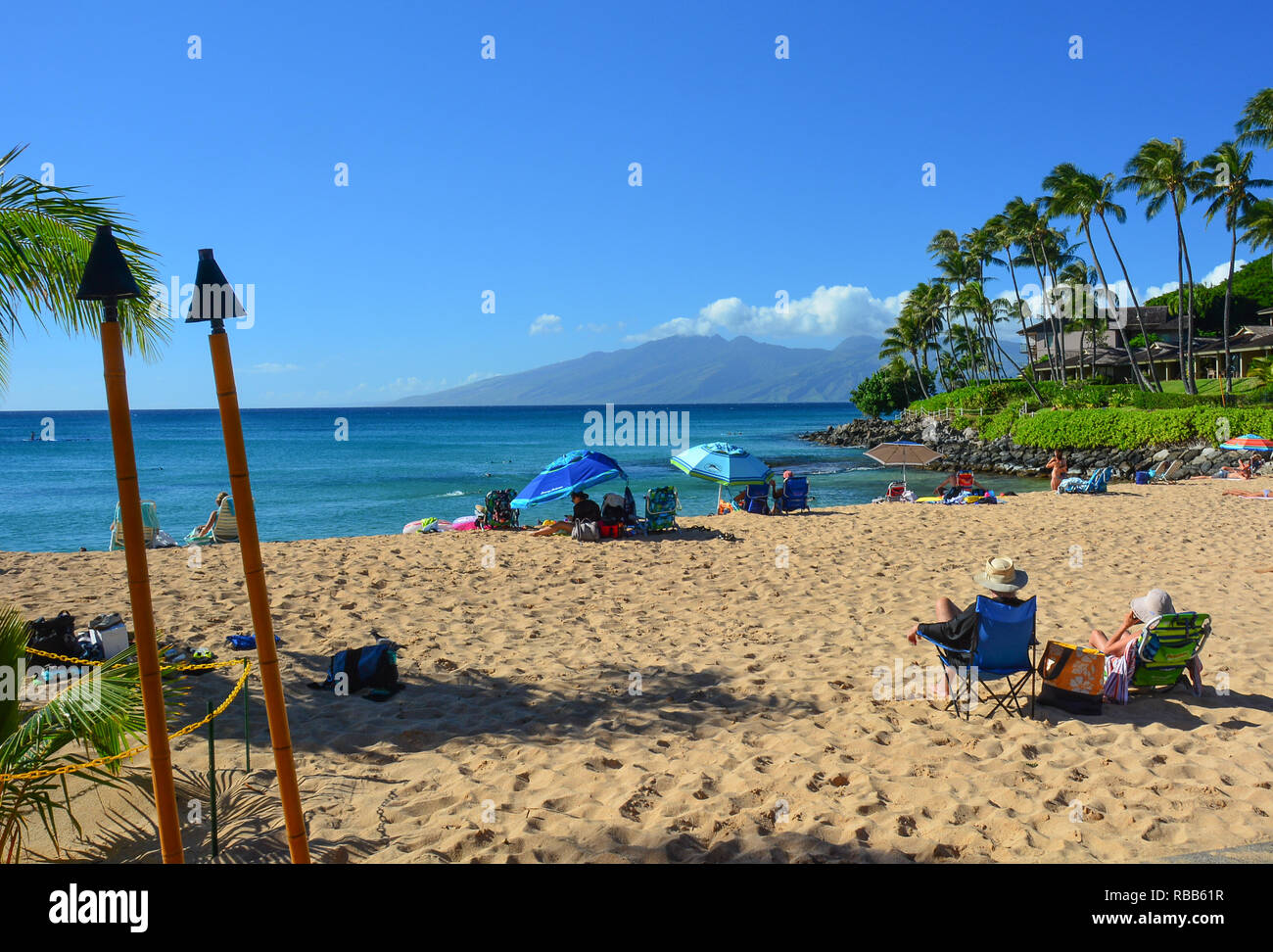 Napili Bay Beach, Maui, Hawaii. Situé entre Kaanapali et Kapalua sur la côte nord-ouest. Banque D'Images