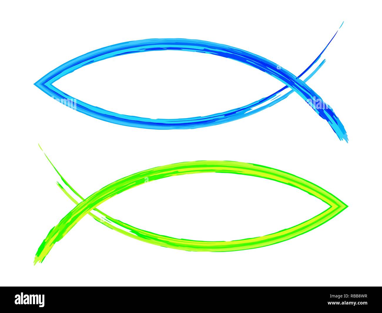 Ensemble de Christian Symboles de poissons. Vector illustration. Icône religieuse chrétienne à la main isolé Illustration de Vecteur