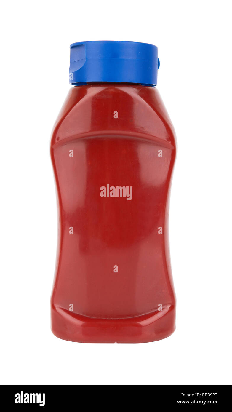 Bouteille de sauce tomate isolated on white Banque D'Images