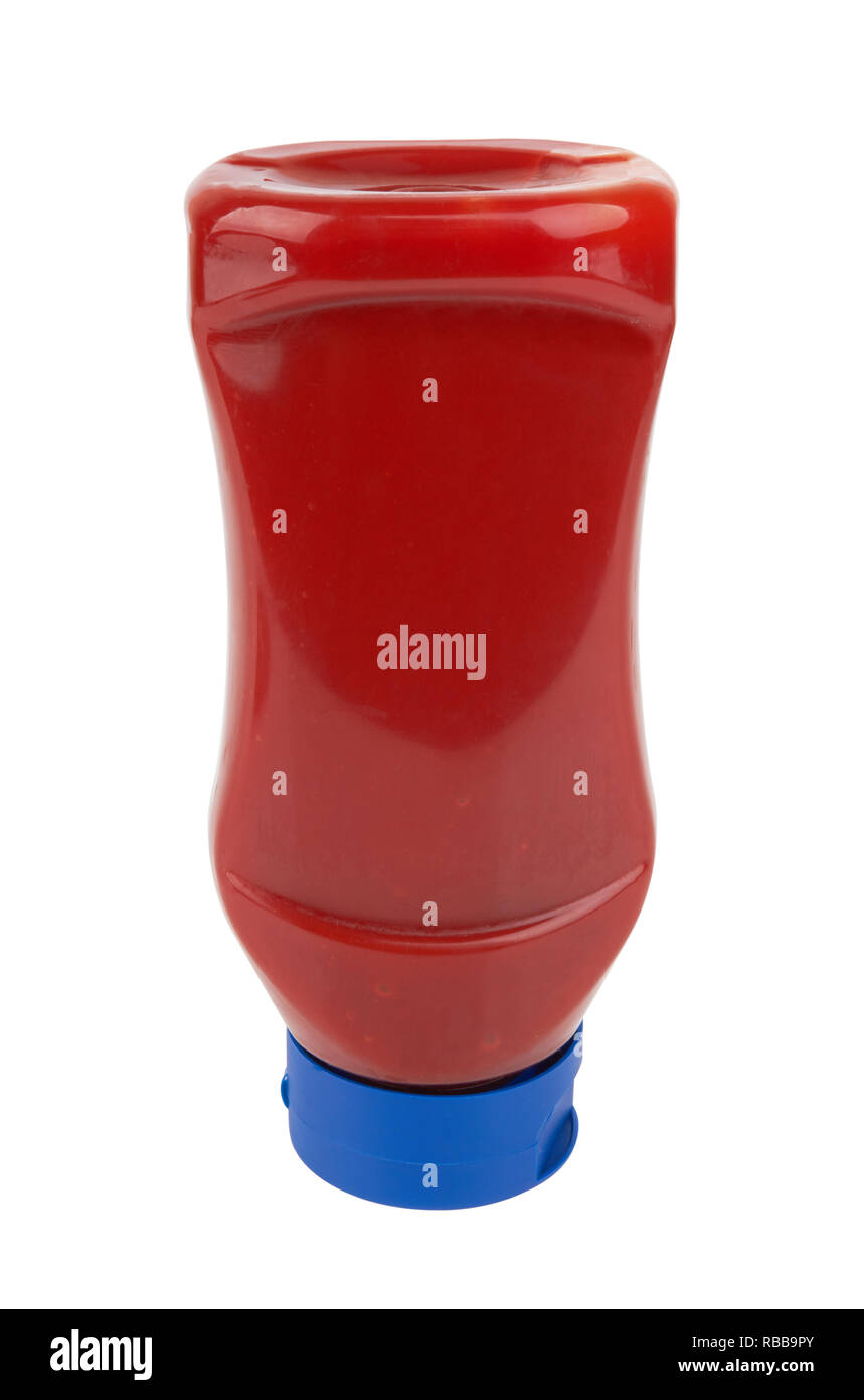 Bouteille de sauce tomate isolated on white Banque D'Images