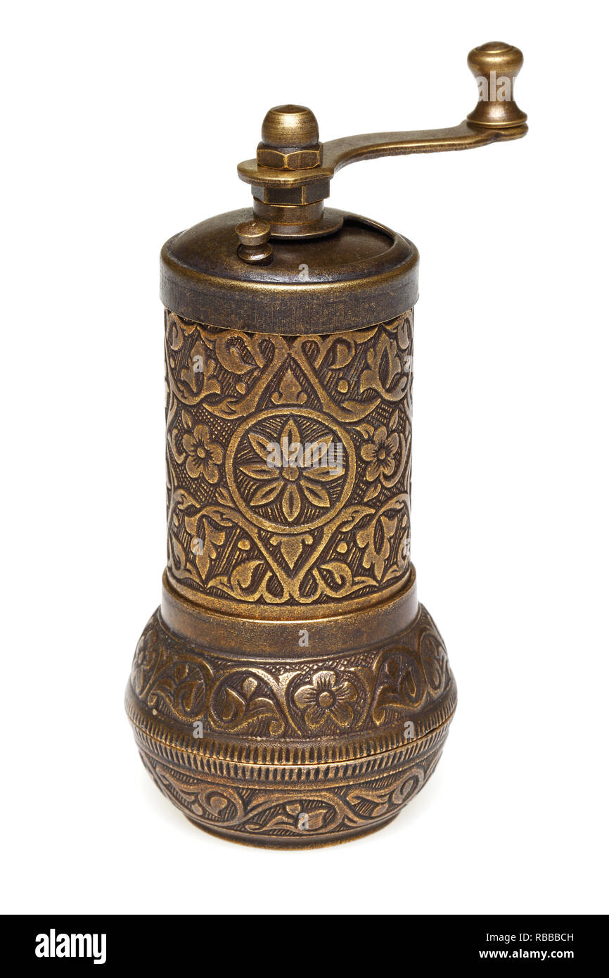 Moulin à café, isolé sur fond blanc Banque D'Images