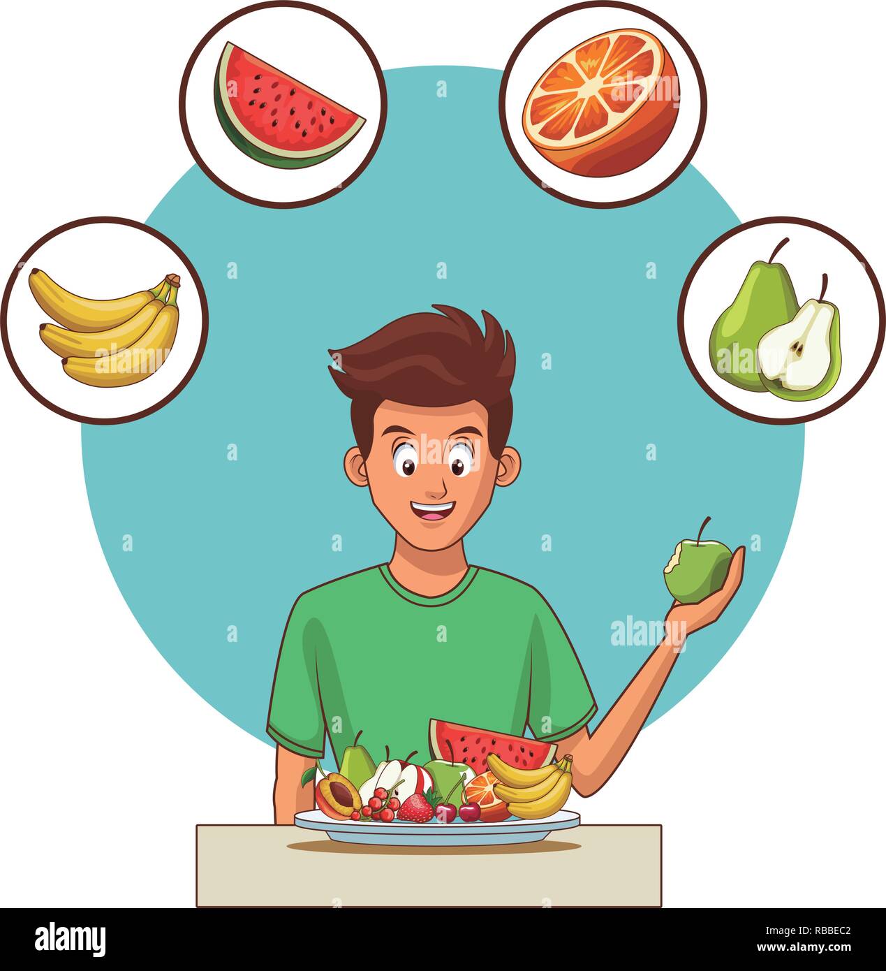 Alimentation équilibrée, jeune homme Illustration de Vecteur
