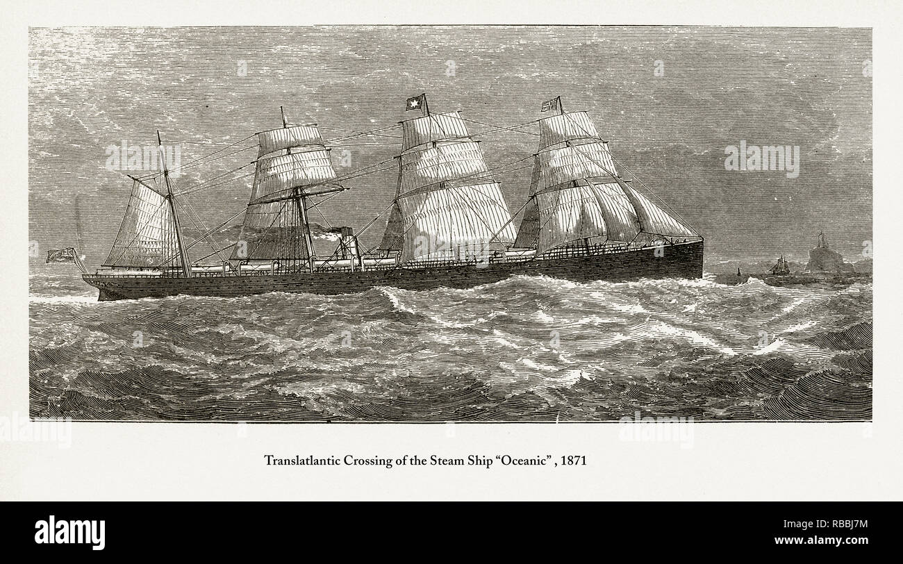 Traversée du navire à vapeur "Oceanic" Gravure, 1871 Banque D'Images