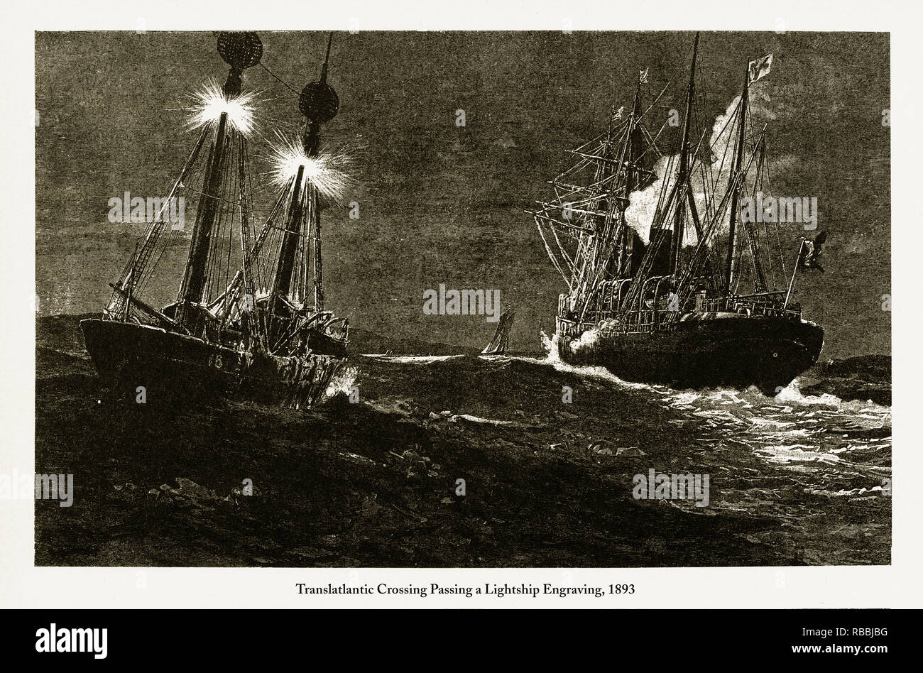 Traversée transatlantique en passant une gravure à l'état lège, 1893 Banque D'Images