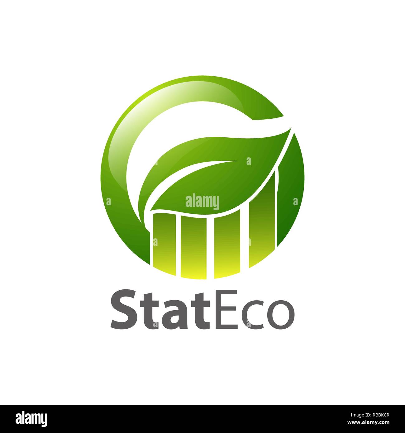 Cercle graphique logo feuille verte concept design template idée Illustration de Vecteur