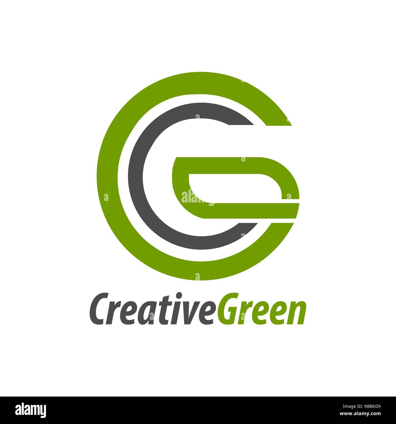 Lettre initiale vert créatif CG, GC, C Modèle de conception de l'idée concept logo Illustration de Vecteur