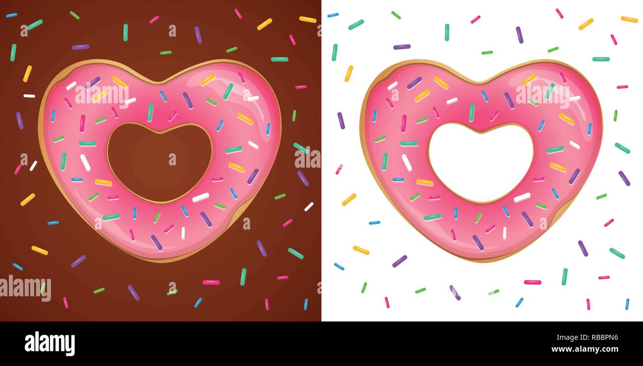 Donut rose en forme de coeur avec des sprinkles vector illustration EPS10 Illustration de Vecteur