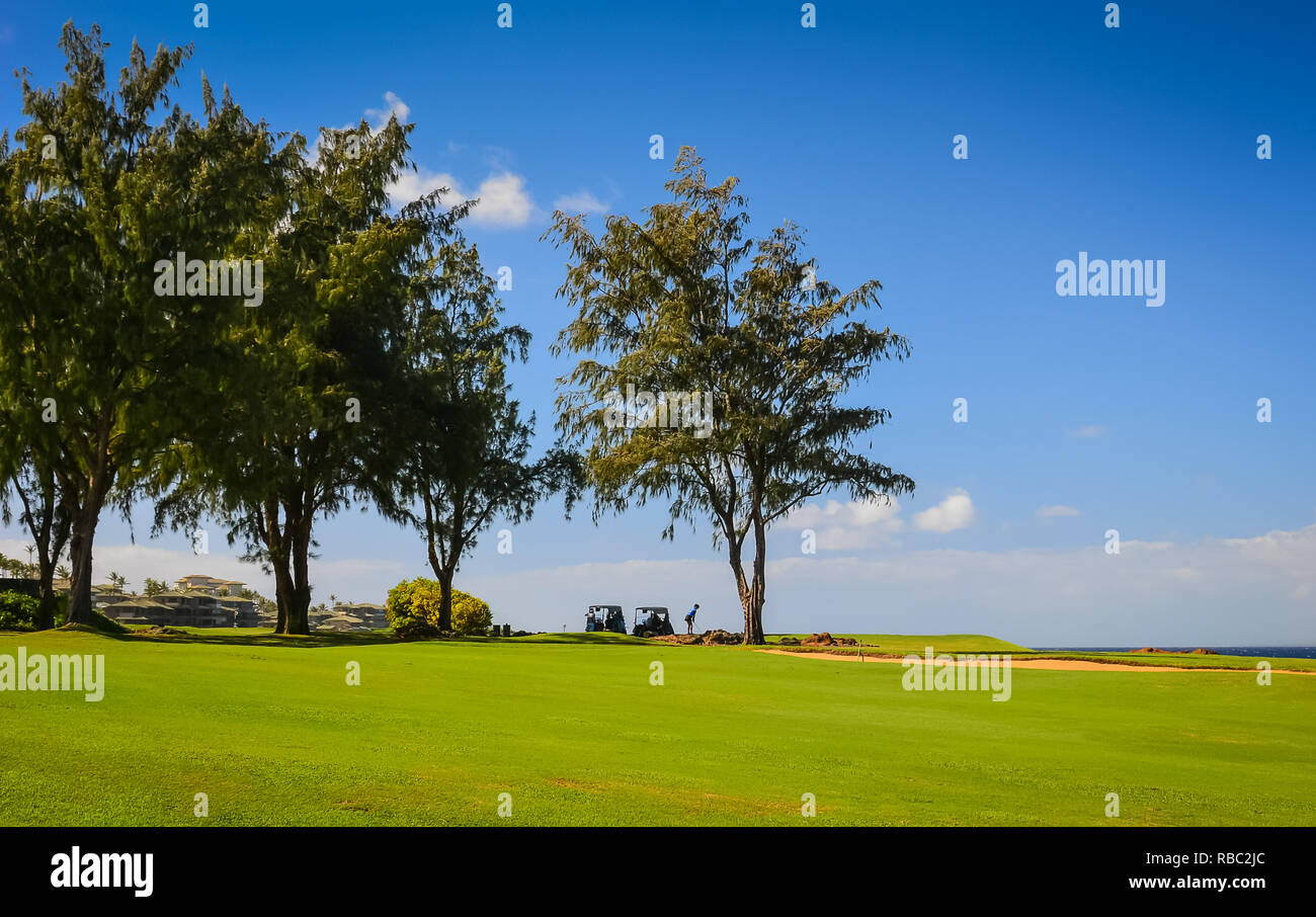 , Kapalua Maui, Hawaii.complexe haut de gamme doté d'hôtels, maisons élégantes, des terrains de golf de classe mondiale, des plages et des restaurants. Banque D'Images