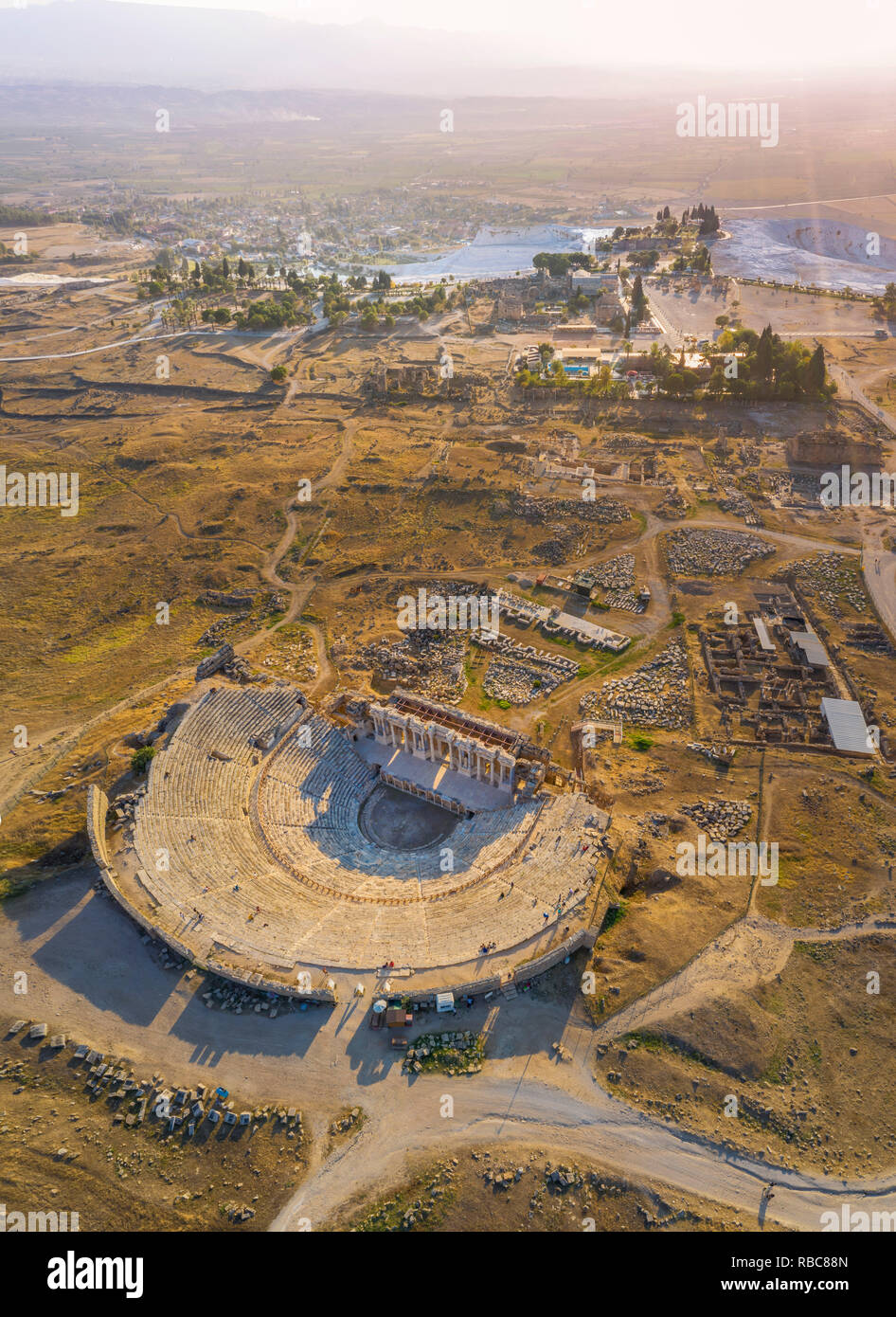La Turquie, province de Denizli, Pamukkale, Hiérapolis Pamukkale Site archéologique (site UNESCO), Hierapolis Theatre Banque D'Images