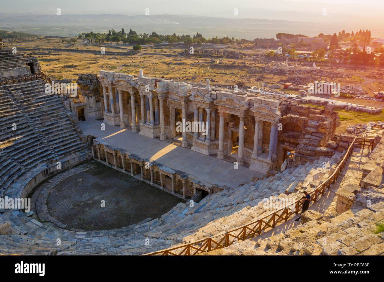 La Turquie, province de Denizli, Pamukkale, Hiérapolis Pamukkale Site archéologique (site UNESCO), Hierapolis Theatre Banque D'Images