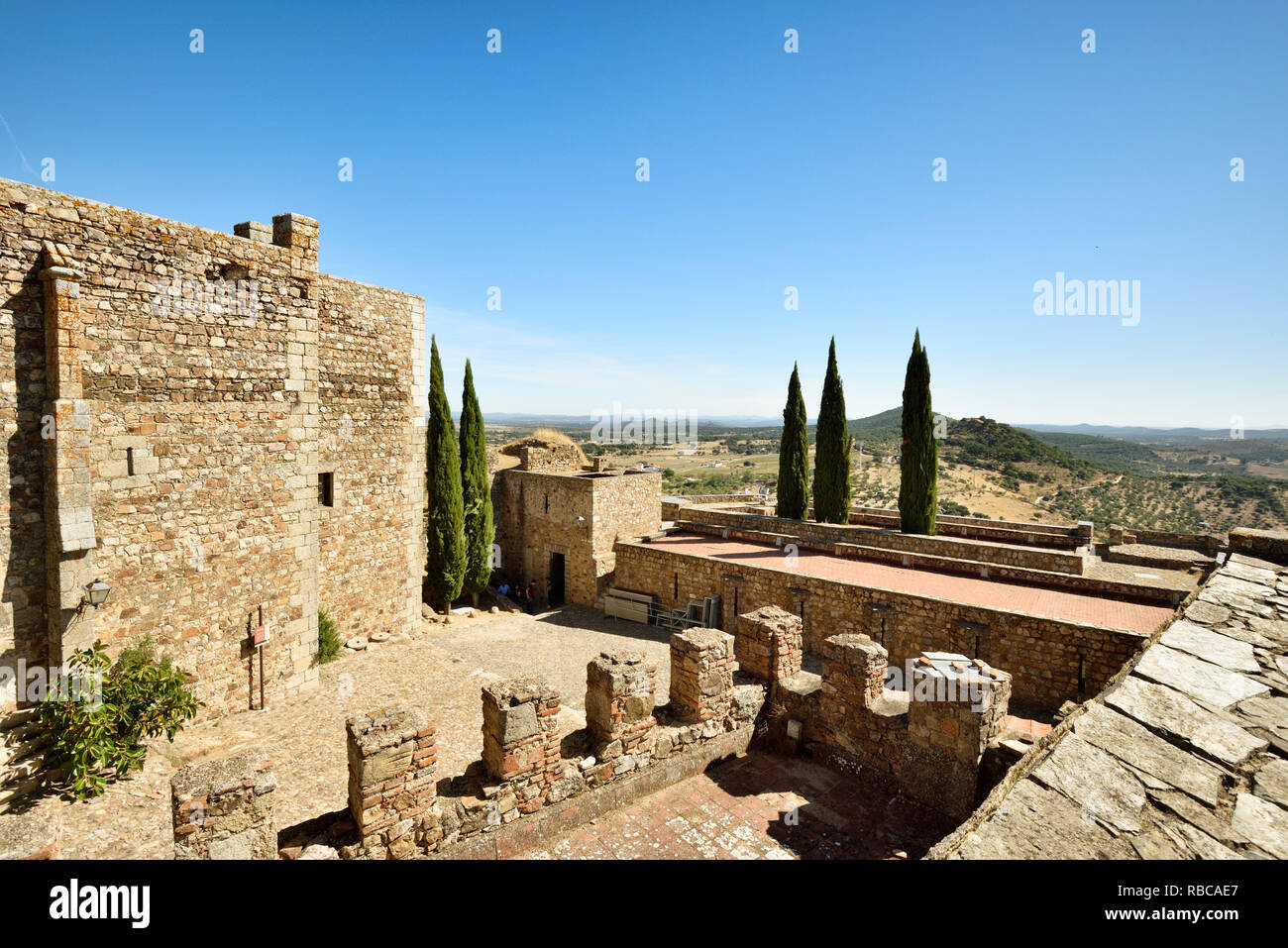 Le château médiéval de Albuquerque (Luna) château datant du 13e siècle. Albuquerque, Espagne Banque D'Images