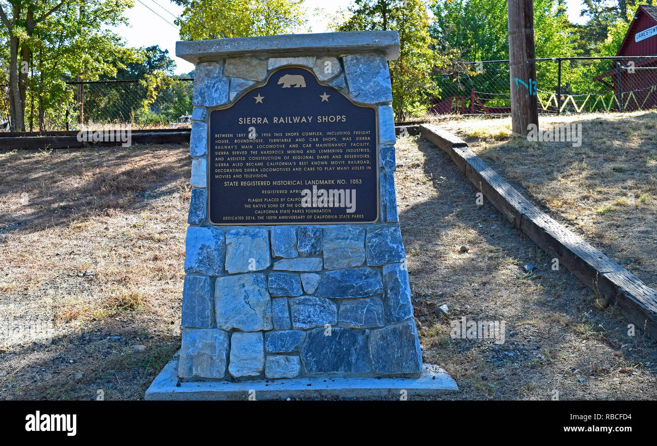 Sierra ateliers de chemins de fer, monument historique, n° 1053, de Jamestown, en Californie Banque D'Images