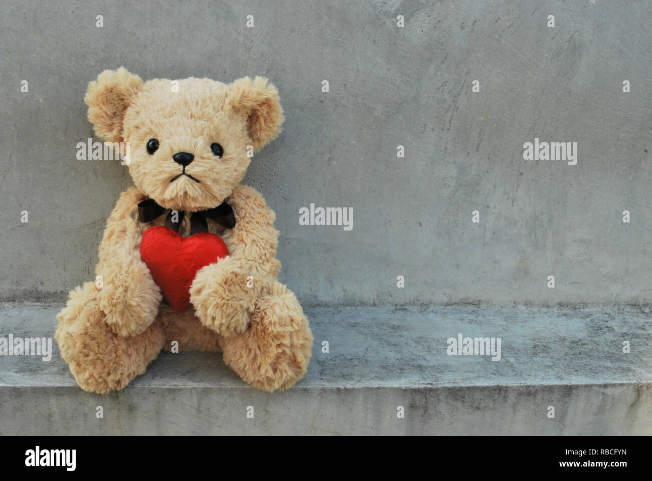 Bear est titulaire d'un cœur rouge. Banque D'Images